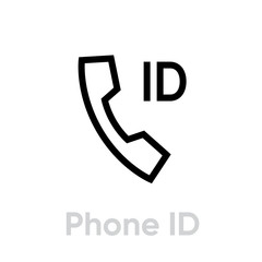 Phone ID call. Editable line vector.