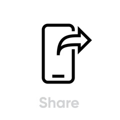 Share phone. Editable line vector.