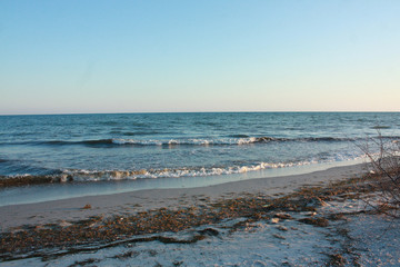 Landscape of Jarylgach Island, Ukraine. Black Sea coast.