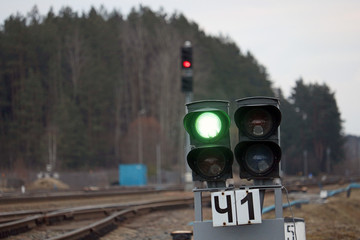 railway green traffic light