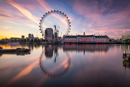 London cityscape with London Eye