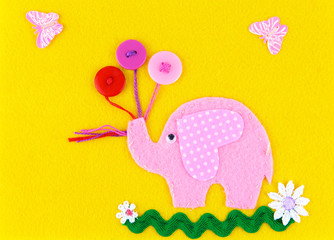 handmade elephant applique fabric by hand