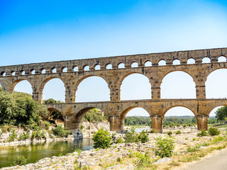 Fototapeta premium Beautiful arches of Pont Du Gard, a UNESCO World Heritage site.