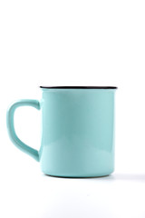 Light blue coffee cup. Isolated on white background