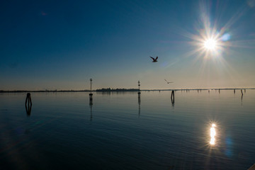 Laguna de Venecia, norte de Italia, sobre el mar Adriatico.