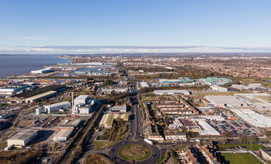 Hull City - panorama view aerial drone
