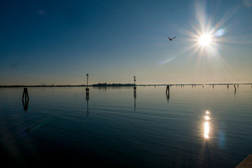 Laguna de Venecia, norte de Italia, sobre el mar Adriatico.
