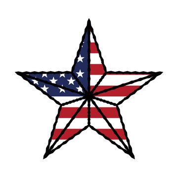 USA vector star with stars and stripes pattern.