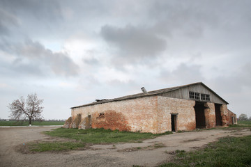 Abandoned hangar in the countryside