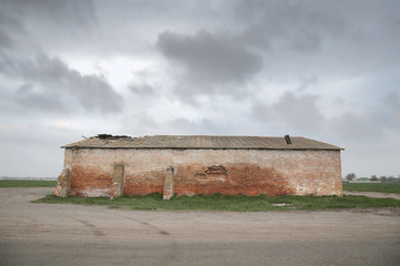 Abandoned hangar in the countryside
