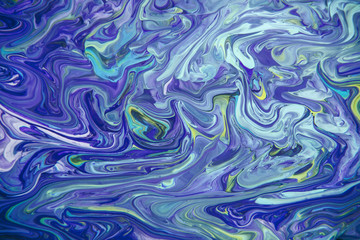 Acrylic paint fluid in trend purple shades mix color background.