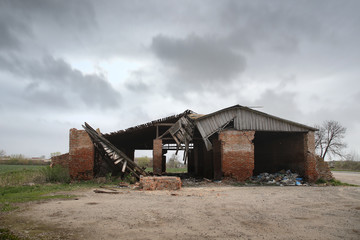 Abandoned hangar in the countryside