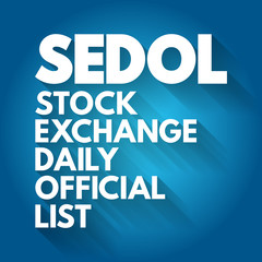 SEDOL - Stock Exchange Daily Official List acronym, business concept background
