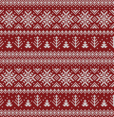 Winter seamless knitted pattern, Christmas decoration