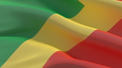 Fototapeta na wymiar Waving flags of the world - flag of Republic of the Congo. 3D illustration.