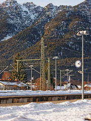 Fototapeta na wymiar Railway train station in Garmisch Partenkirchen