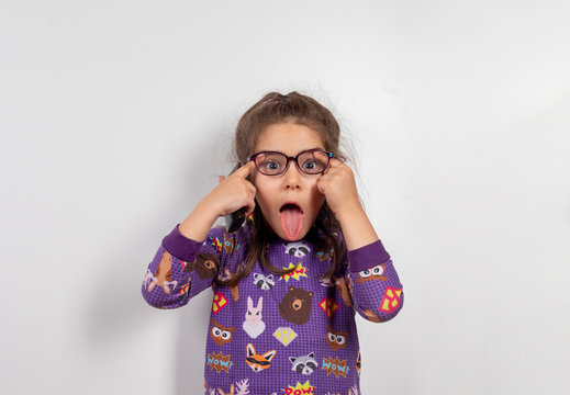 5 years old sweet girl in pajamas