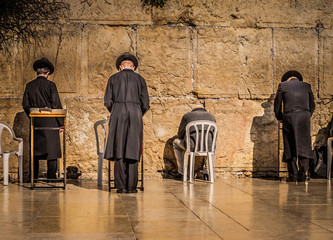 Praying at the wailing wall, Jerusalem