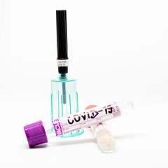 COVID- 19. Corona virus disease. Blood test. Stop dangerous Chinese virus COVID-19.Laboratory sample of blood testing for diagnosis new Corona virus infection.