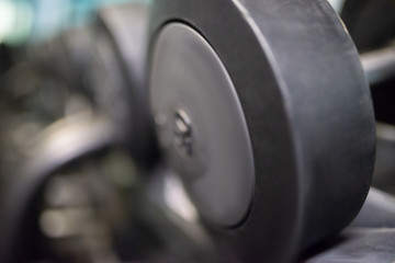 Dumbbell on stand in a gym