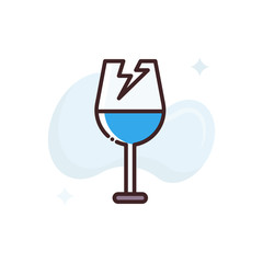 Fragile Glass Vector Icon Filled Outline  style illustration.