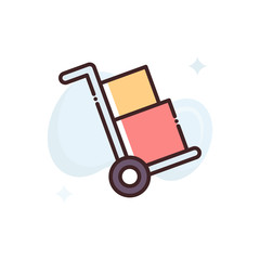 Hand Truck Vector Icon Filled Outline  style illustration.