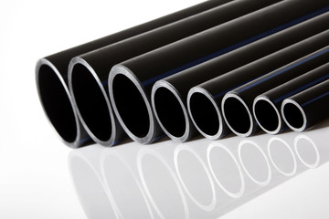 Polyethylene tubes of different diameters for water and gas. Pipeline transportation equipment. Production of polypropylene pipes.