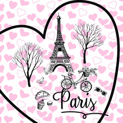 Fototapeta na wymiar Paris city romance card