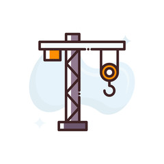 Tower Crane Vector Icon Filled Outline  style illustration.