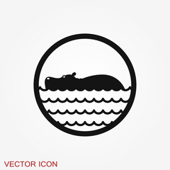 Obraz premium Hippopotamus icon vector, flat icons of african animals