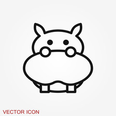 Hippopotamus icon vector, flat icons of african animals