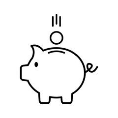 Piggy bank icon vector illustration isolated on white background. Saving flat pig stock illustration outline silhouette 