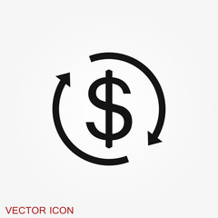 Investments icon. Graph growth graphics vector icon isolated on background