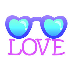Love, glasses, summer, art, vector illustration