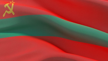 Waving flags of the world - flag of Transnistria. 3D illustration.
