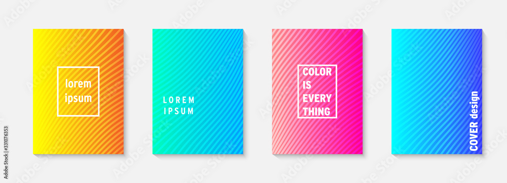 Poster Set of minimal covers vector design. Colorful gradient. Cool modern gradient background design. Cover layout template. Minimal poster template. Modern abstract vector illustration. Geometric poster.