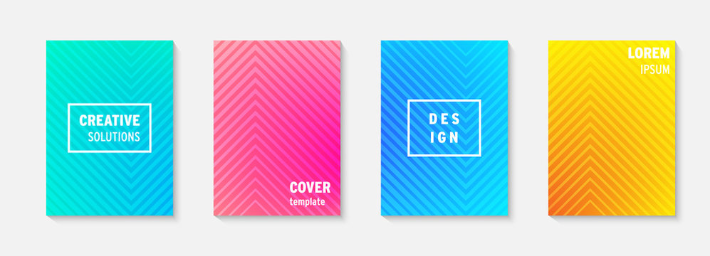 Set of minimal covers vector design. Colorful gradient. Cool modern gradient background design. Cover layout template. Minimal poster template. Modern abstract vector illustration. Geometric poster.