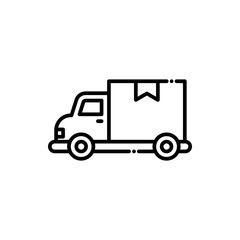 Delivery Van Vector Icon Line  style illustration.