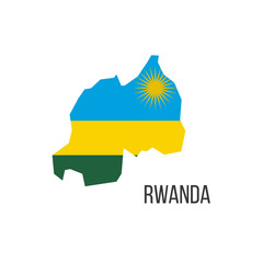 Rwanda flag map. The flag of the country in the form of borders. Stock vector illustration isolated on white background.