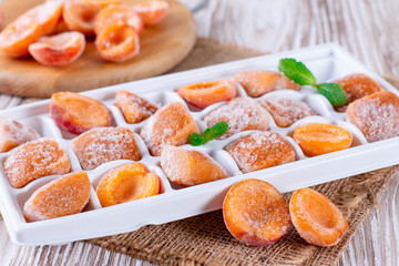 Frozen cubes of fruit