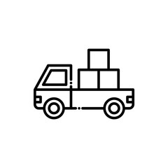 Pick Up Van Vector Icon Line  style illustration.