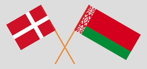 Crossed flags of Belarus and Denmark