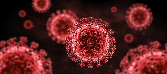 Detaillierte Corona Viren auf dunklem Untergrund - Wuhan Virus