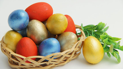 easter eggs in a basket