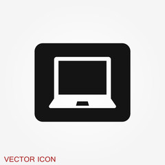 Laptop vector icon, vector illustration, flat design