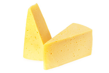 Cut of cheese isolated on a white background