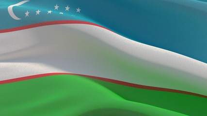 Waving flags of the world - flag of Uzbekistan. 3D illustration.