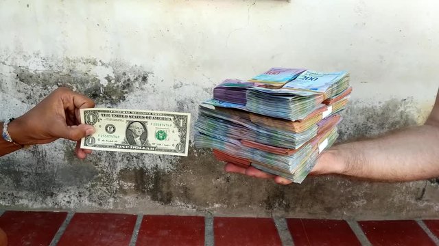 The ratio of the American dollar to Venezuelan money during the economic crisis.