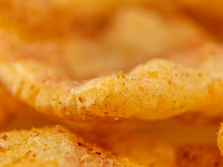 Macro photo Chips in salt and spices