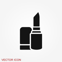 Lipstick icon cosmetics symbol. Lipstick Flat design